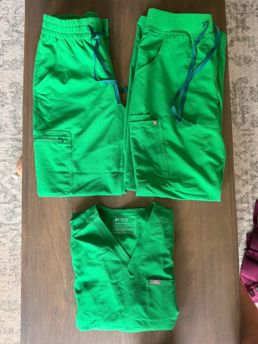 Figs EverGreen Scrub Top with Two Matching Pants
